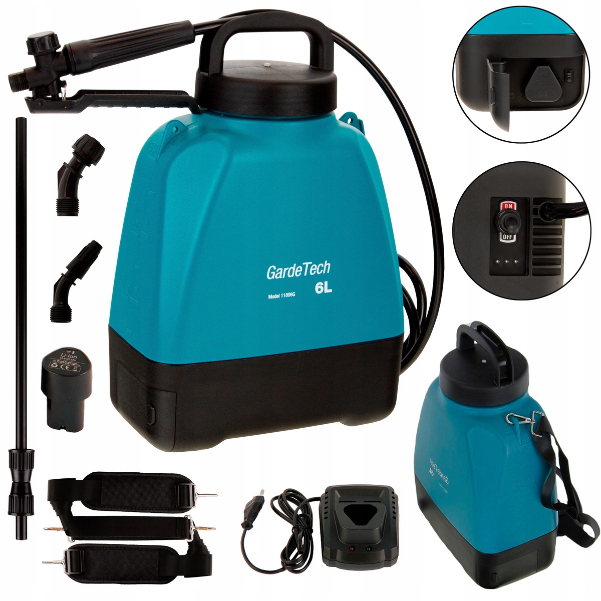 Akumulátorový postrekovač GardeTech 6 l 50 cm 2,76 kg